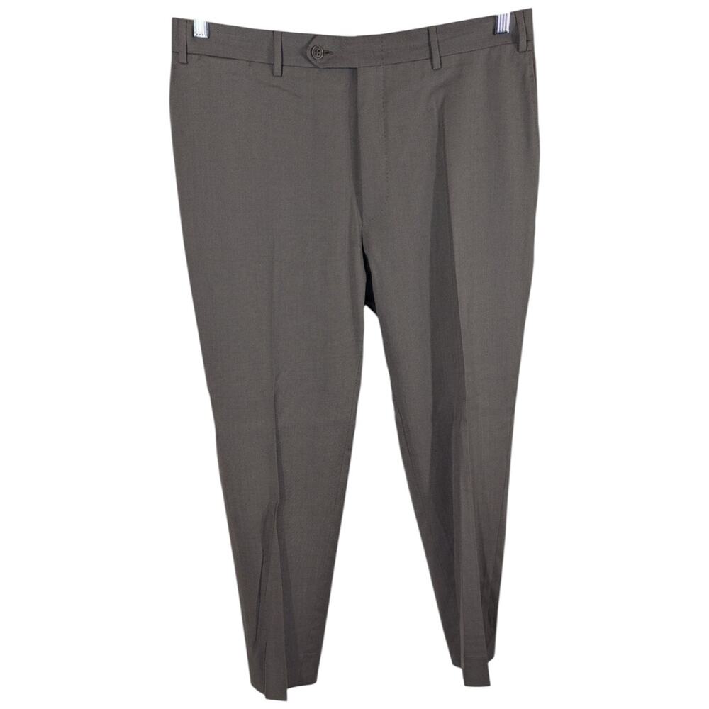 Canali Dress Pants Mens 36 Brown Gray Wool Flat Front Dietro 36x27.5 (HOLES LEG)